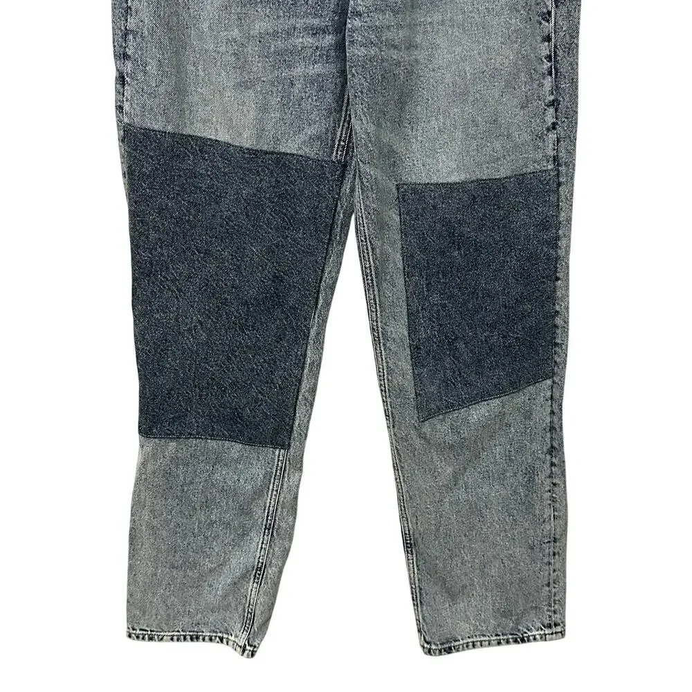 AG Jeans Cloved Patched Denim Jeans High Rise Relaxed Straight Leg Blue 26 NWT
